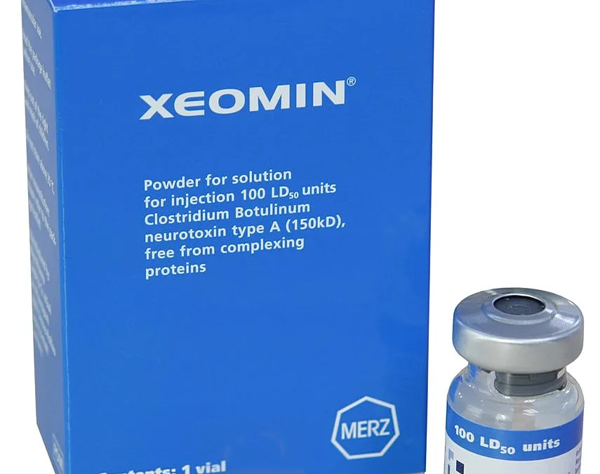 Xeomin botulinum toxin vial and packaging.