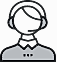 Support agent with headset and microphone.